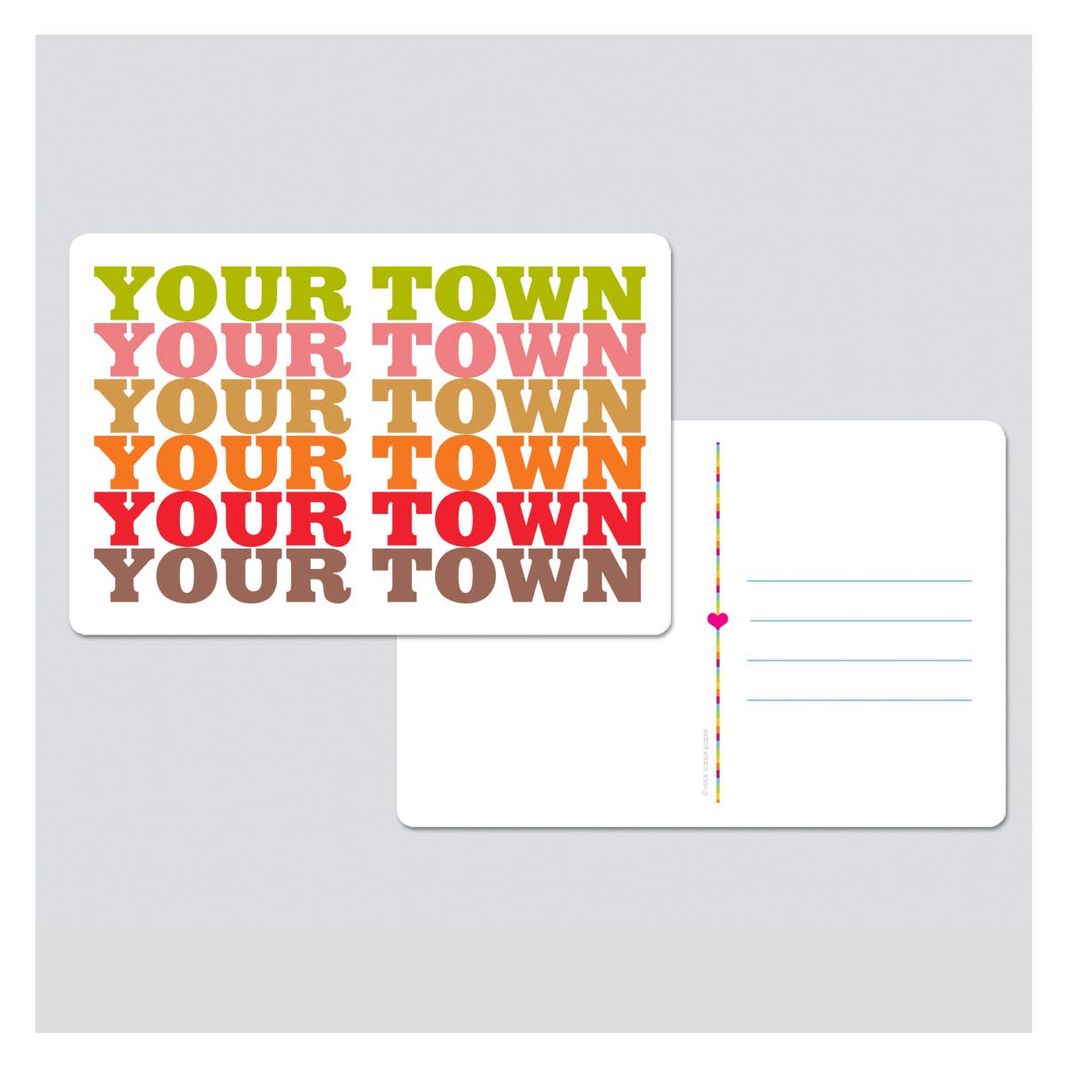 Rock Scissor Paper - Wholesale Postcard - Personalized City Postcard - Supergraphics repeat name drop3