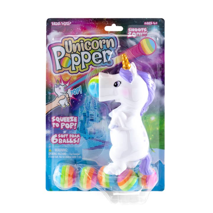 Hog Wild White Unicorn Ball Popper Toy - Toy Blaster for wholesale by Hogwild