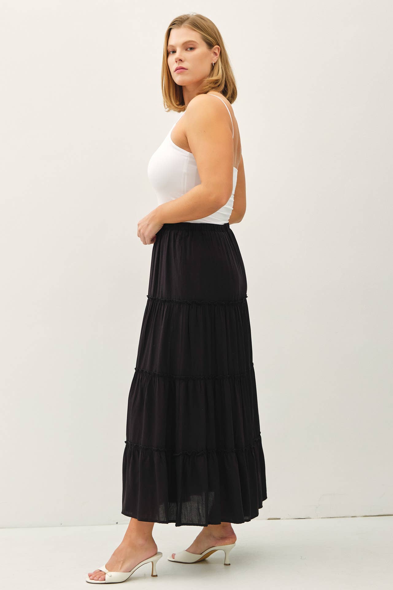 Be Cool - Wholesale Skirt - Women's - PLUS SIZE 4-TIERED MAXI SKIRT2