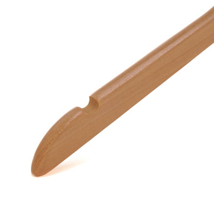 Quality Hangers - Wholesale Clothes Hangers - W031 Semi Curved Wooden Hangers, 17.5" Natural - 80 Hangers8