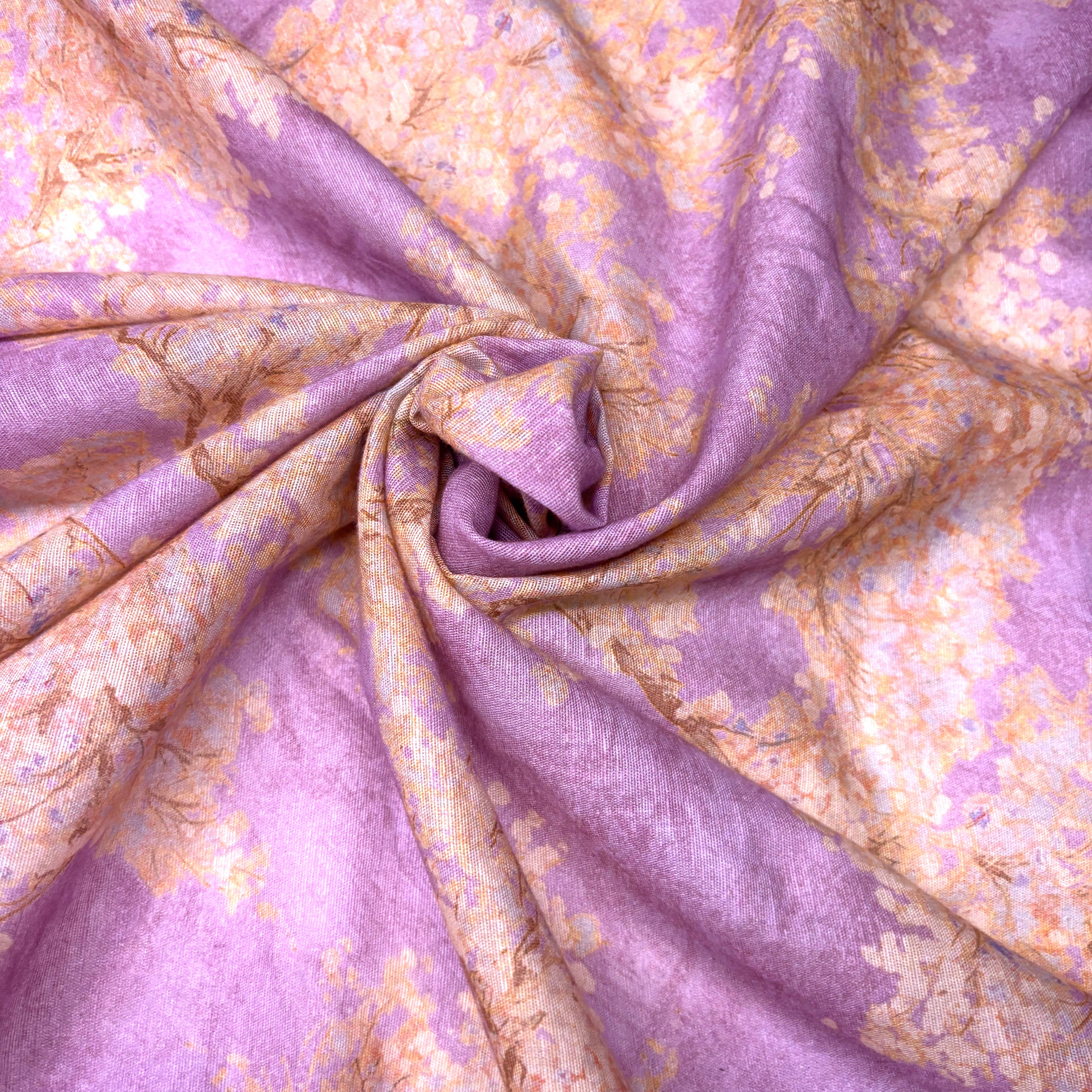 Fabriculture INC - Wholesale Fabric - Cherry Blossom 100% Cotton Print - Pink & Purple0