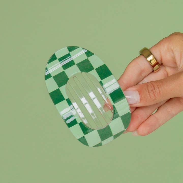 Shop Andi - Wholesale Hair Clip - Women's - Checkered Circle Cutout Flat Claw Clip10