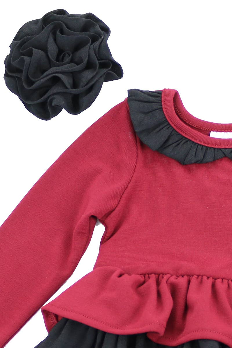 SISSYMINI - Vendita all'ingrosso Vestito - Bambini - Abito a maniche lunghe con volant a peplo per bambine e bambine | LV3619