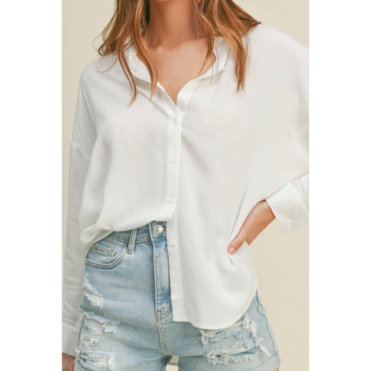 Timeless - Vente Chemise à col boutonné – femme - CHEMISE BOUTONNÉE SURDIMENSIONNÉE À MANCHES LONGUES7