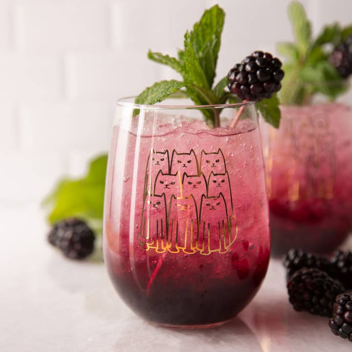 Counter Couture - Wholesale Wine Glass - Cat Stemless Wine Glass