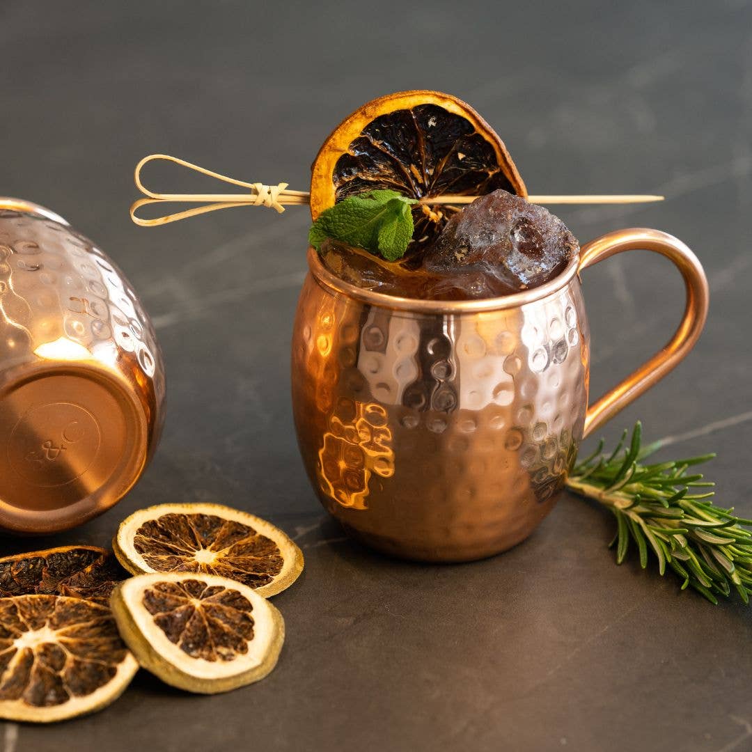 Specter & Cup - Vente Verres à cocktail/alcool - Set de 4 mugs en cuivre pour Moscow Mule Líon avec accessoires8