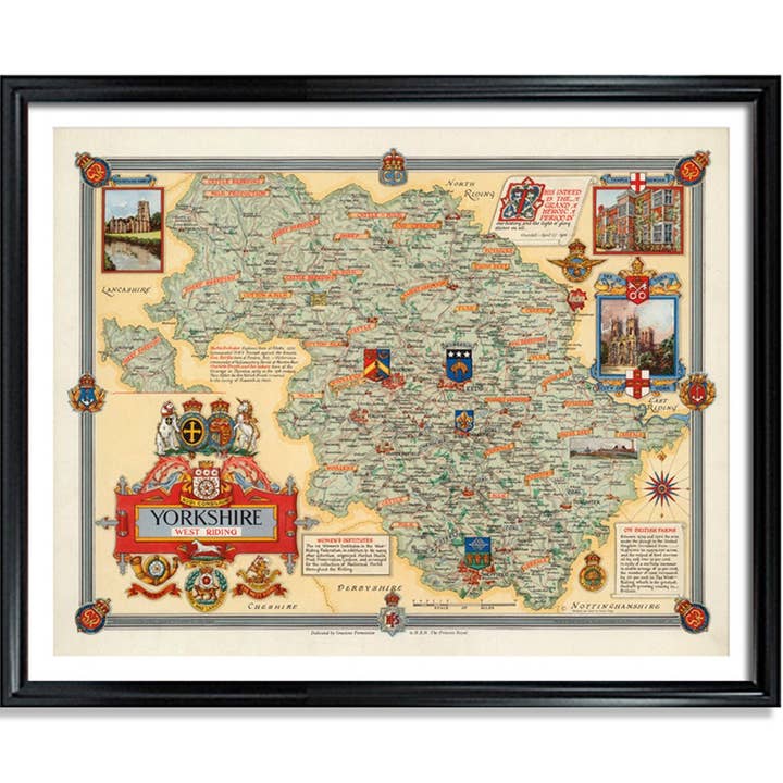 Kaart van Yorkshire Vintage poster van de Europese stad op mat papier Decoratieve antieke wanddecoratie Stadskaart van Engeland voor wholesale door Maps Vintage