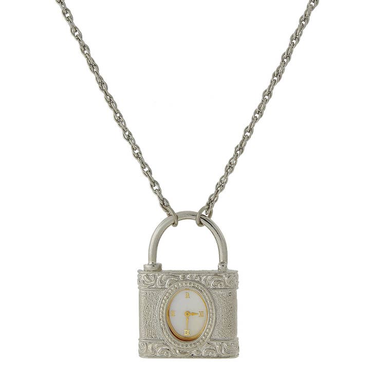 1928 Jewelry - Wholesale Pendant/charm necklace - 1928 Jewelry Lock Watch Pendant Necklace 28"