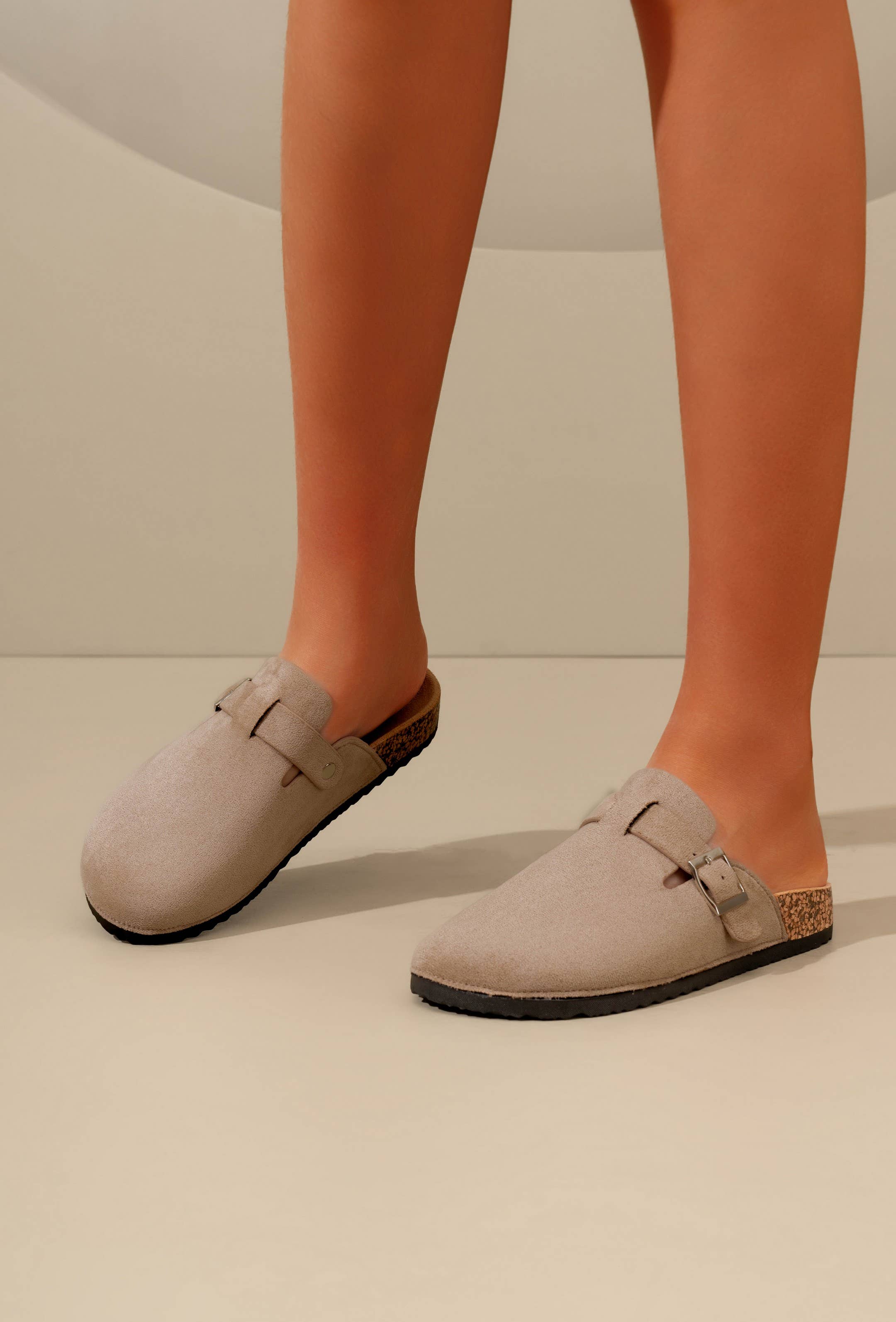 C'M PARIS - Wholesale Mules - Women's - Classic Suedette Mule with Buckle 21107