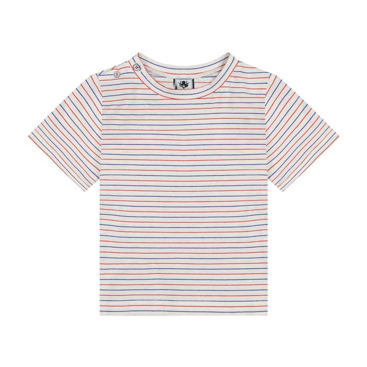 Busy Bees - Wholesale Knit Top - Kids - Henry Button Tee Red White Blue Stripe