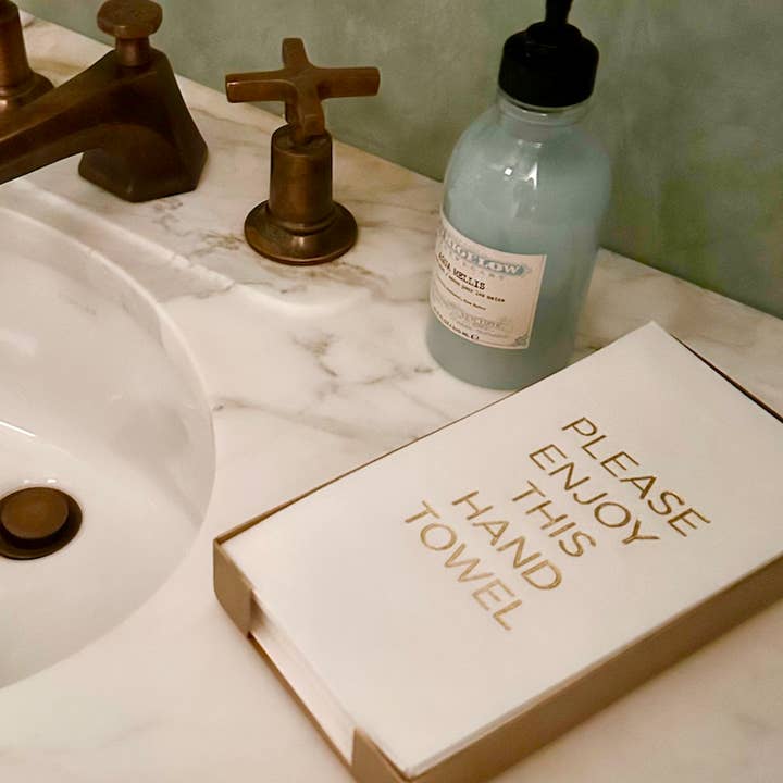 Brass Plated Tray with Guest Towels for wholesale by Lined Design