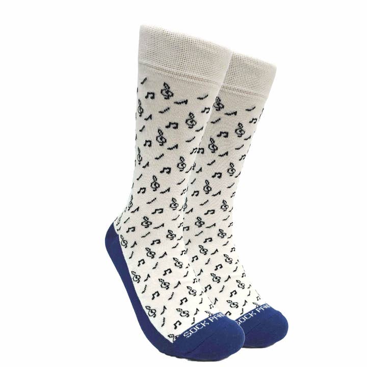 Melodic and Sophisticated Music Note Pattern Socks (Adult Large) for wholesale by Sock Panda