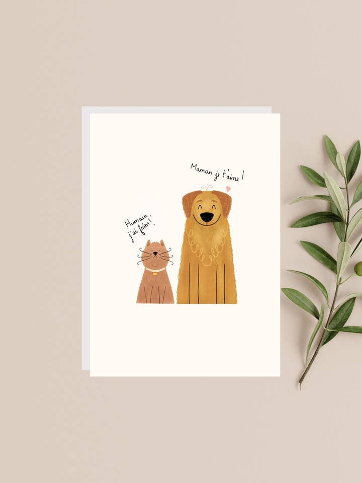 Greeting card - Entre chien et chat for wholesale by Citron et Miel