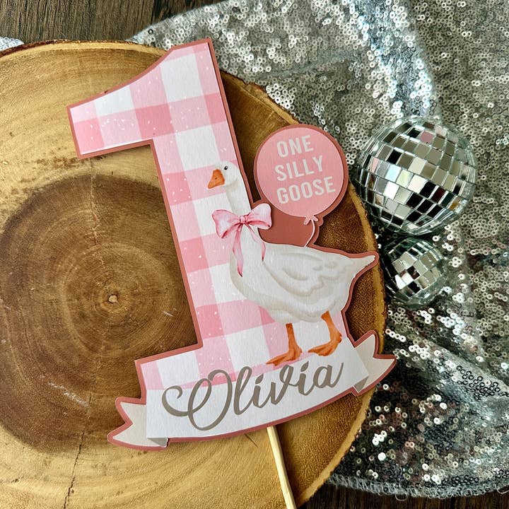 The Haus of Holly - Wholesale Cake/Cupcake Topper - One Silly Goose Cake Topper| Goose Birthday| Baby Shower Cake Topper| Goose Party Decor| Silly Goose Theme| Silly Goose Birthday
