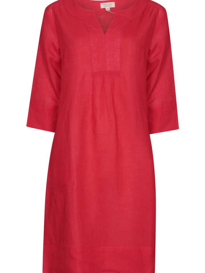 NoLoGo-chic - Wholesale Dress - Women's - Lifestyle Linen Tunic Dress Rosehip-Red