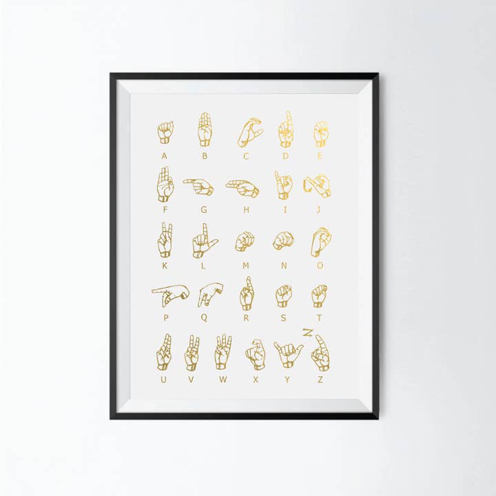 Uyeno Miyoshi - Wholesale Art Print - American Sign Language ASL Gold Foil Art Print