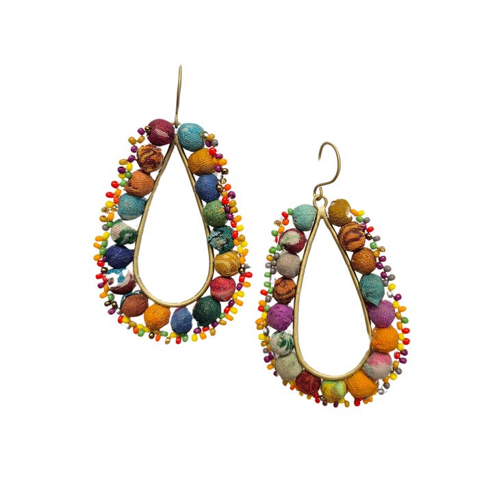 ZODA - Wholesale Dangle earrings - Handmade Sari Earring 1003ZO