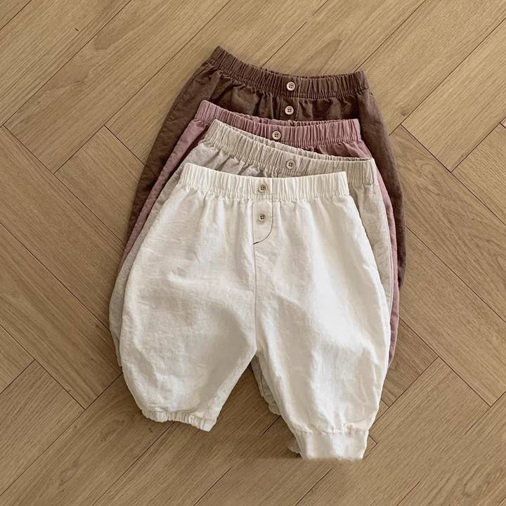 Pantalones de moda de color liso de algodón suave, unisex, unisex, de verano, más vendidos para venta al por mayor de MyKids-USA®