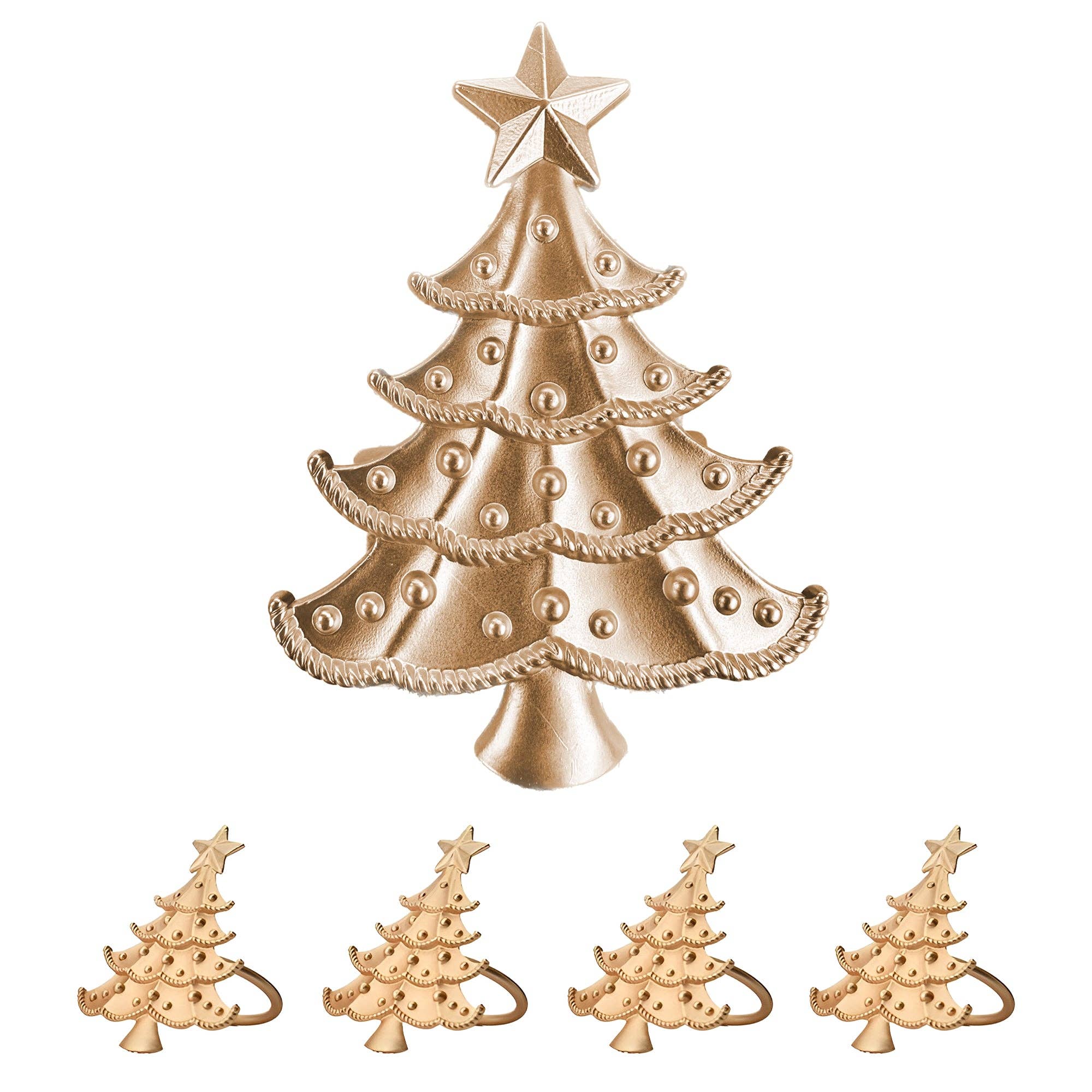 Decozen - Wholesale Napkin Ring - Golden Noel – Napkin Rings in Gold Christmas Tree Design, Elegant Decorative Dining Table Décor10