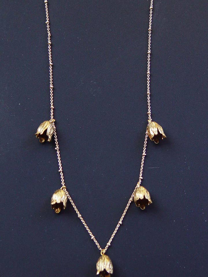 Tulip Gold Statement Necklace - Vintage Art Nouveau Flower N for wholesale by Friedasophie