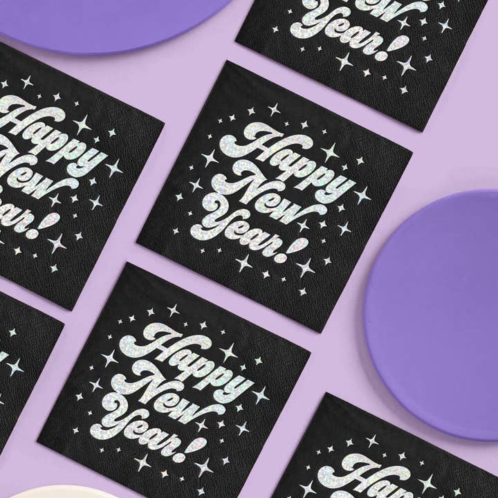 xo, Fetti - Wholesale Disposable Napkin - Happy New Year! Napkins - 50 foil napkins