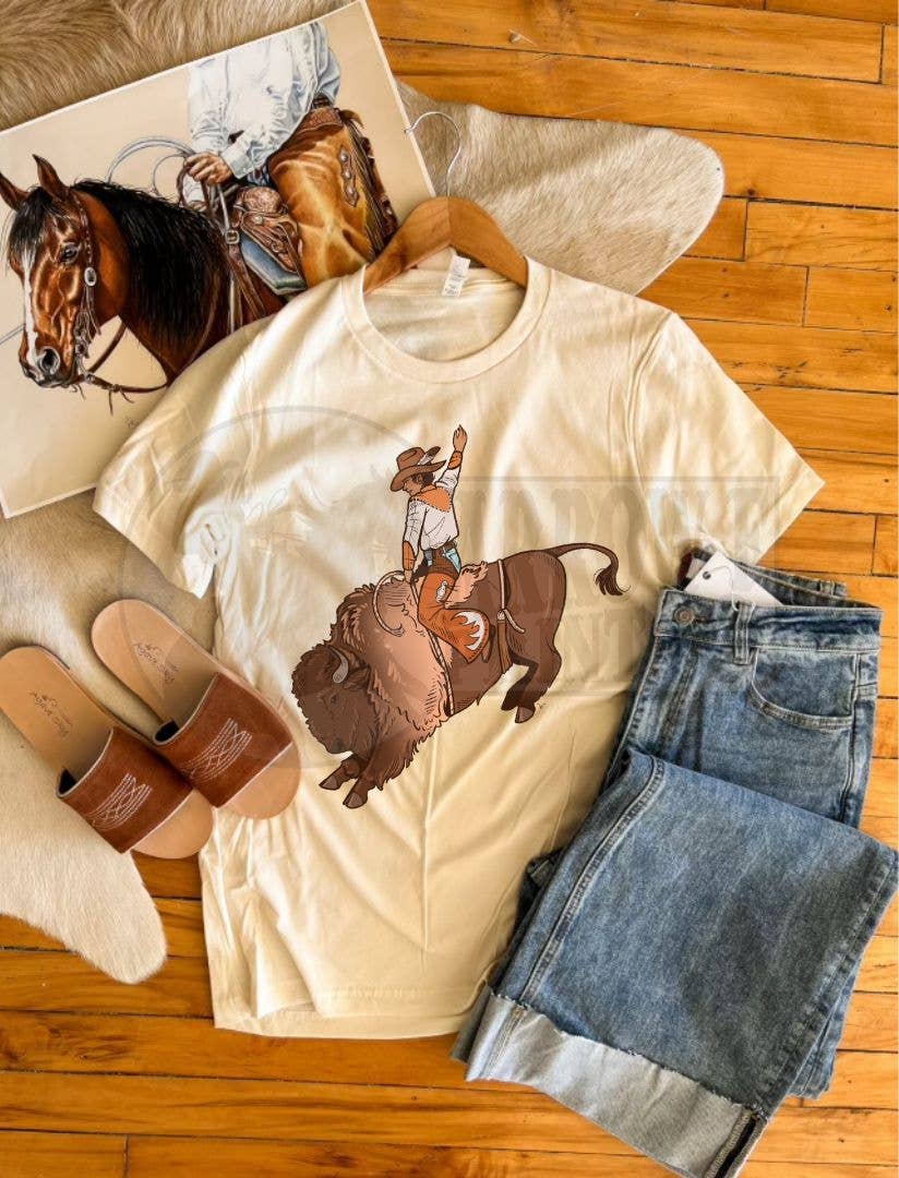 Arrow F Apparel - Wholesale Screen Printed T-Shirt - Women's - Buffalo Buckeroo Tee