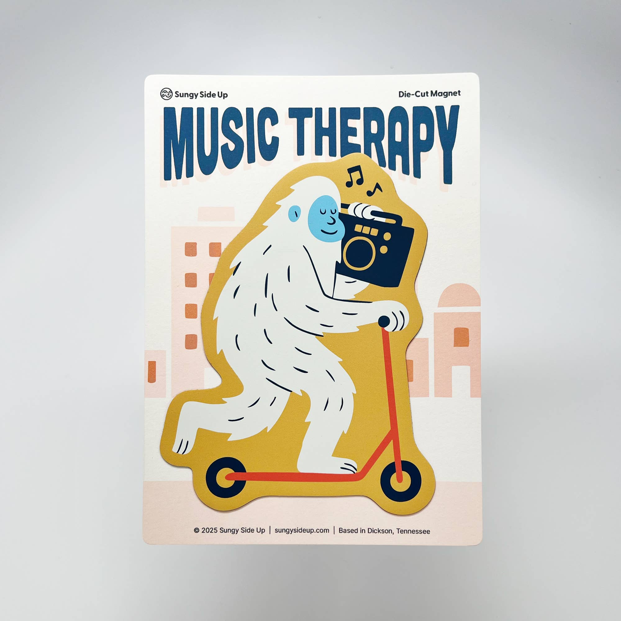 Sungy Side Up - Wholesale Magnet - Yeti Scooter Magnet – Quirky Music Therapy Die Cut Magnet1