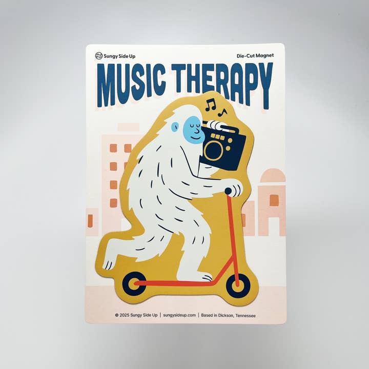 Sungy Side Up - Wholesale Magnet - Yeti Scooter Magnet – Quirky Music Therapy Die Cut Magnet1