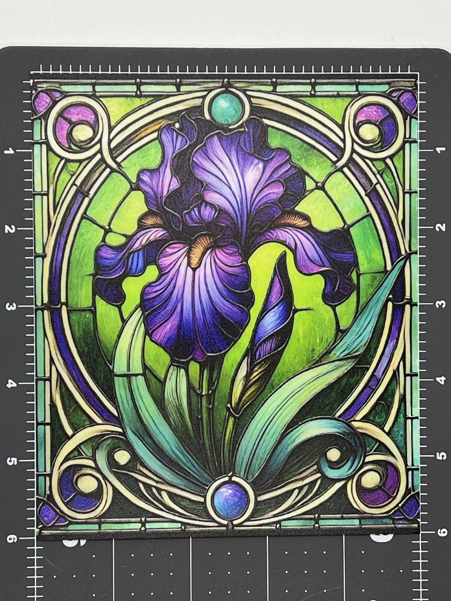 Cosmic Artware - Wholesale Suncatcher -  Art Nouveau Iris Stained Glass Vinyl Window Cling 5x6"2