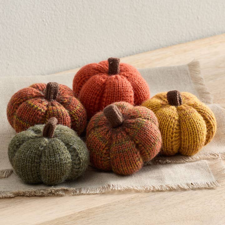 Your Heart's Content - Wholesale Decorative Tabletop Object - Cozy Pumpkins, Variegated Knit Yarn Colors, Handcrafted Gift39