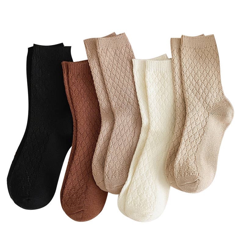 Tourtiwi - Wholesale Socks - Women's - Solid color diamond pattern warm women's mid-calf socks6