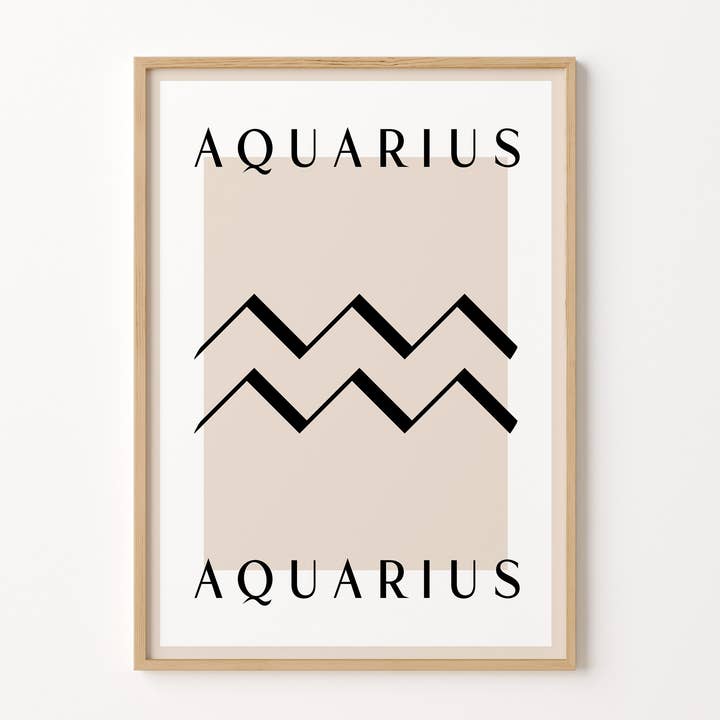 Impression de l'horoscope du signe astrologique du Verseau pour la vente par Peach and Home