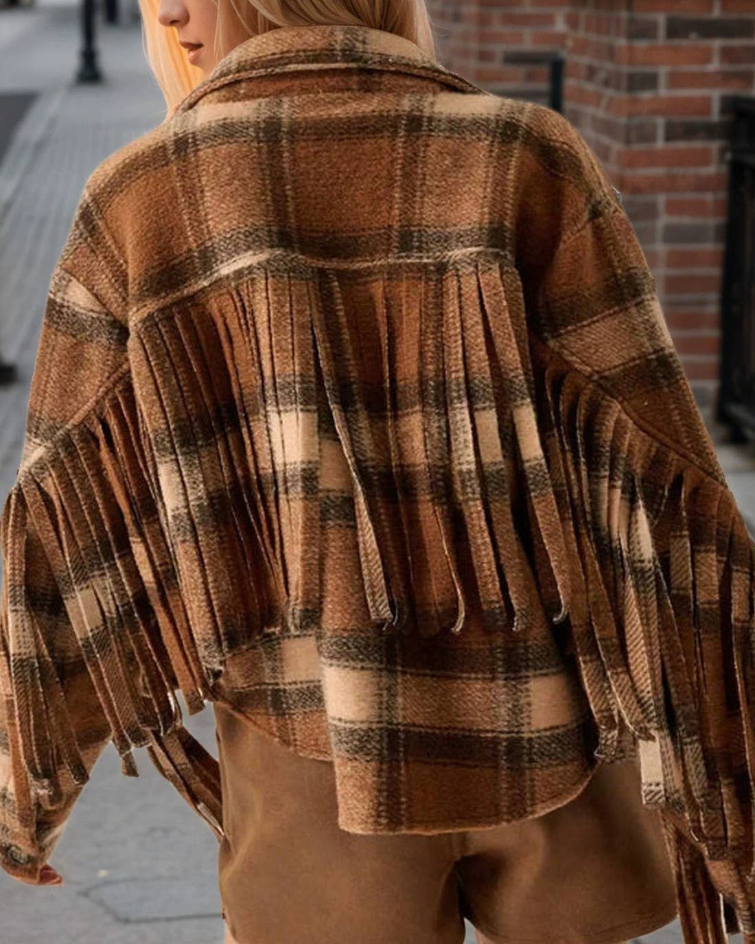 U R My Sunshine - Wholesale Shirtjack/Shacket - Dames - 25131 Geruite Wol Cropped Shacket Jas voor Dames3