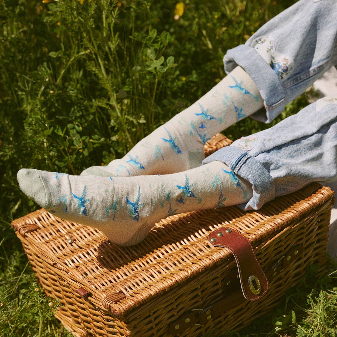 Conscious Step - Vente Chaussettes – unisexe - Chaussettes qui protègent les pollinisateurs (colibris beiges)3