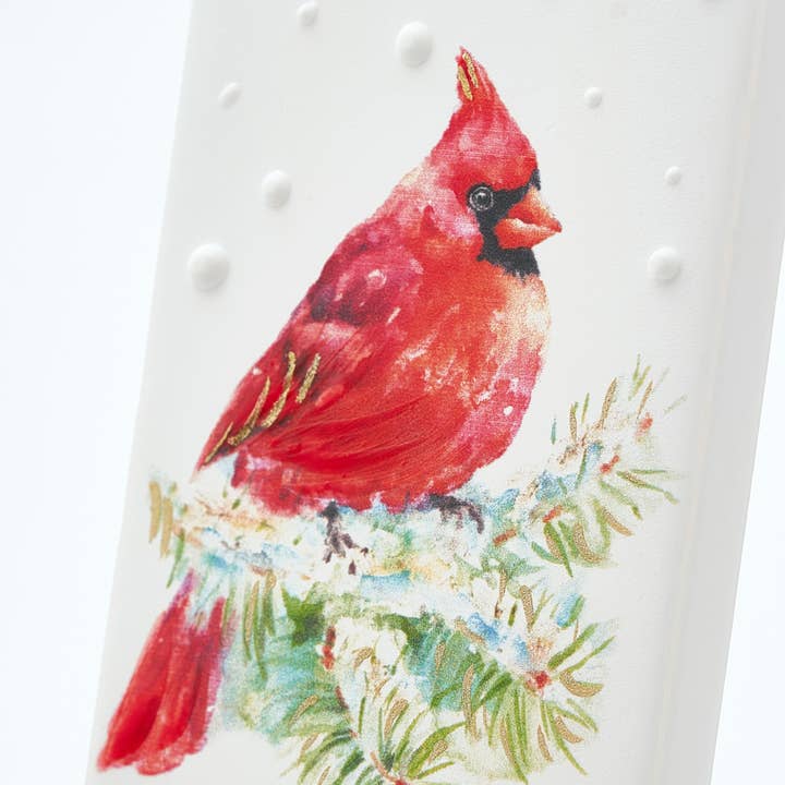 Flatyz Candles - Wholesale Novelty Candle - Flat Handmade Candle - Snowy Cardinal on Pine Branch