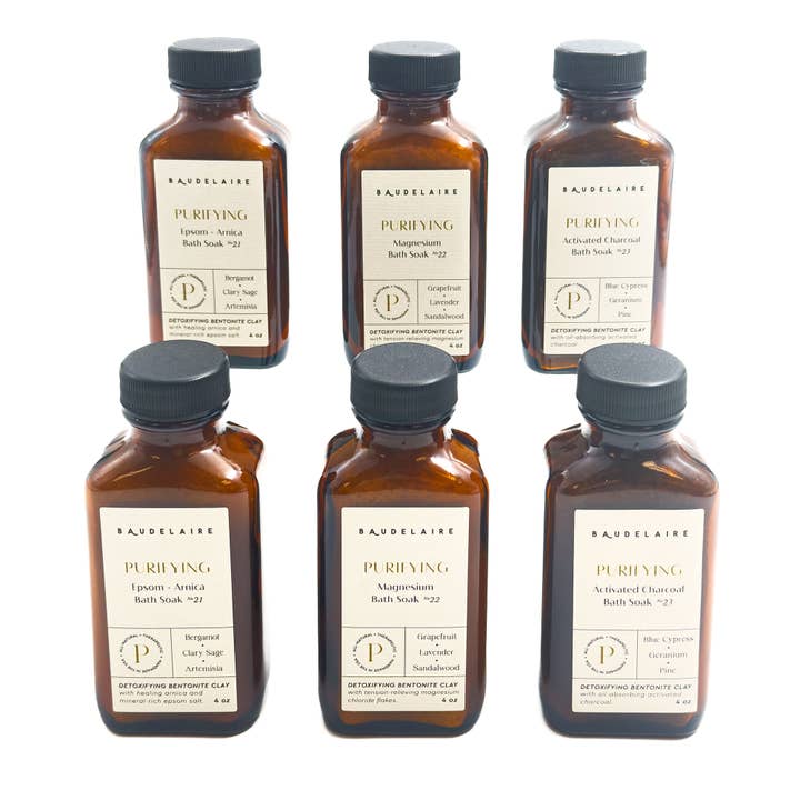 PURIFY – Assorti 6-pack van 4oz badzouten voor wholesale door Baudelaire