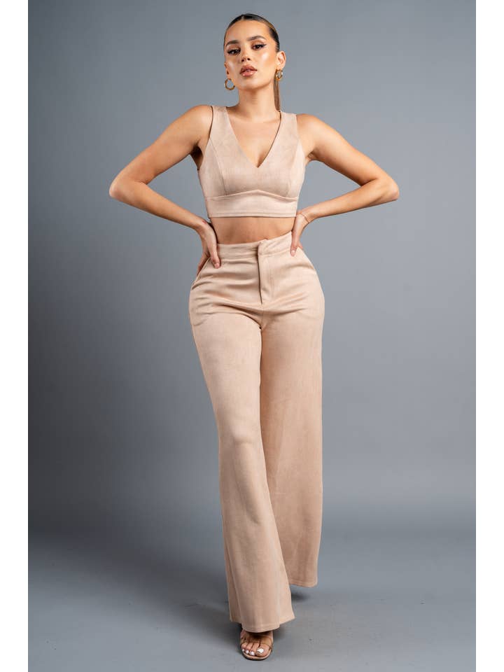 PRIVY - Wholesale Top & Pant Set (NOT Loungewear) - Women's - PS9129K_CHIC TECHNO SUEDE TANK TOP & WIDE LEGS PANTS SET3