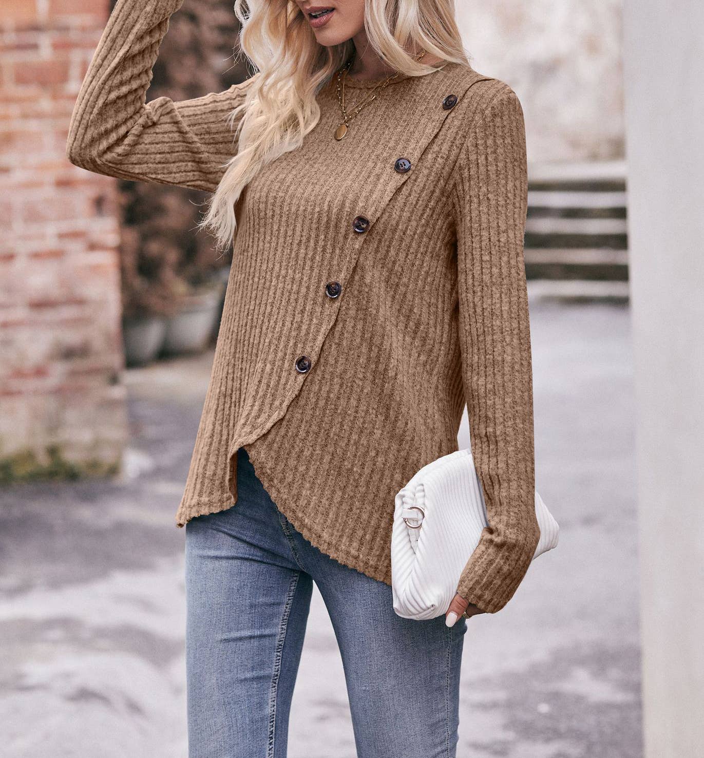 HIDDENBRAND - Wholesale Knit Sweater - Women's - Women's Round Neck Solid Color Sweater18