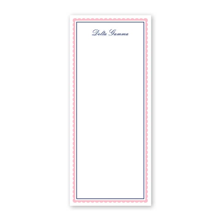 Delta Gamma Vintage Poodles Scallop Greek Skinny Notepad for wholesale by Dogwood Hill
