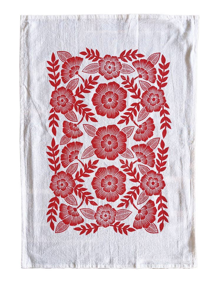 Pano de Cozinha com Flores Vermelhas por atacado de Katharine Watson