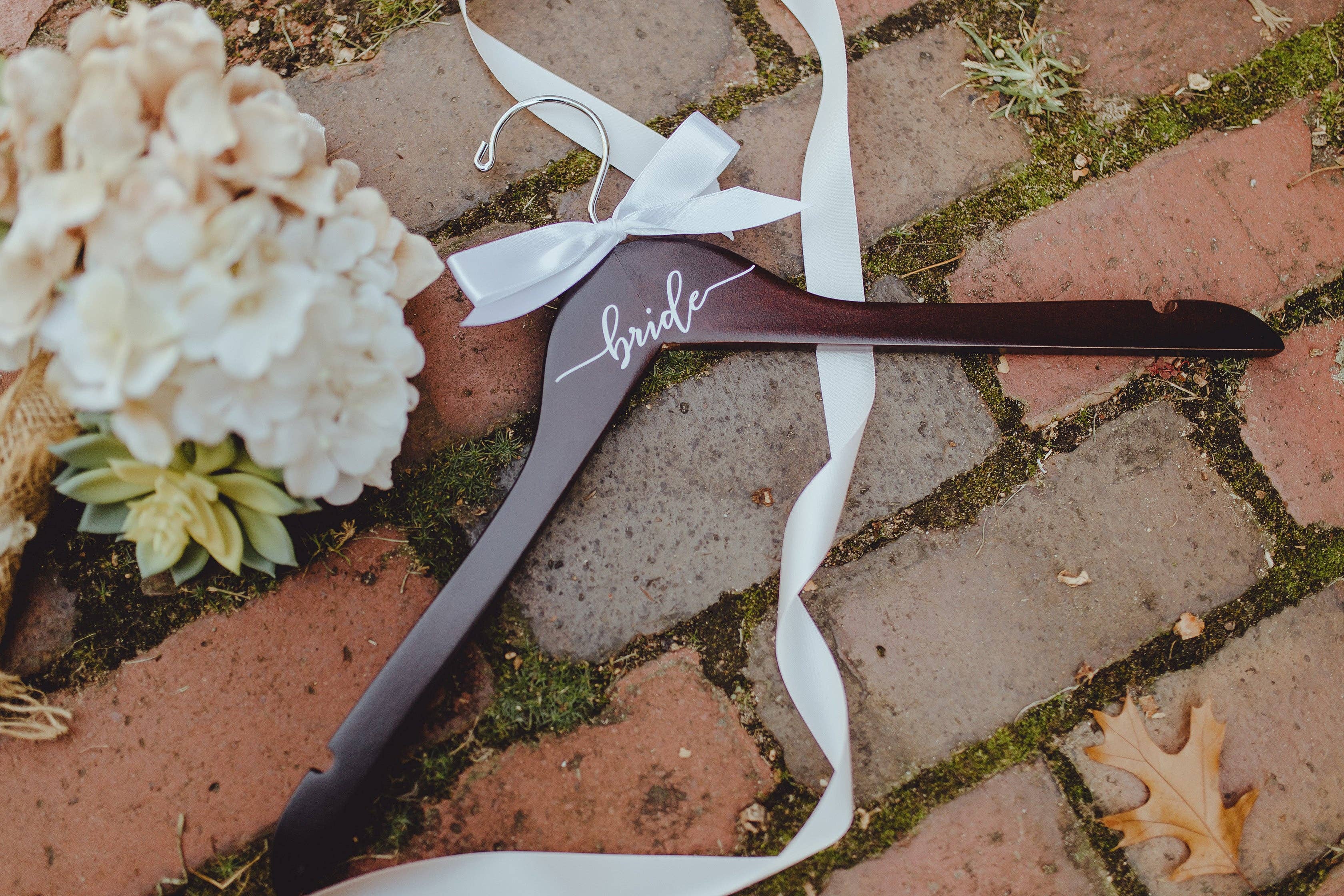 Bride and Bow - Wholesale Clothes Hangers - Bride Decal Hanger, Font 22