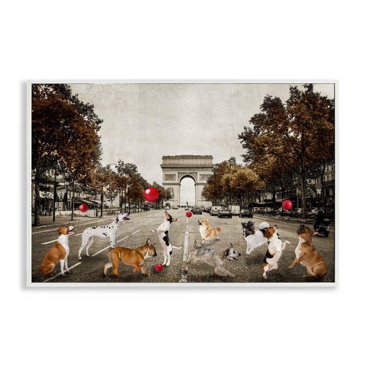 Stupell Industries - Wholesale Wall Sign - Dogs Playing Among Architecture - Framed Wall Art21