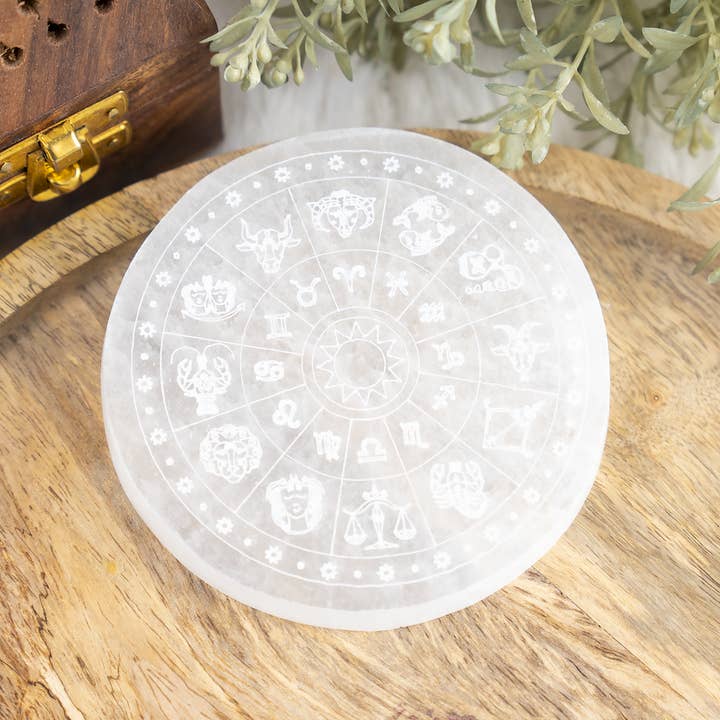 Soothing Crystals - Wholesale Crystal Charging Plate - 4" Selenite Plate | Zodiac Selenite Disc| Recharging Plate1