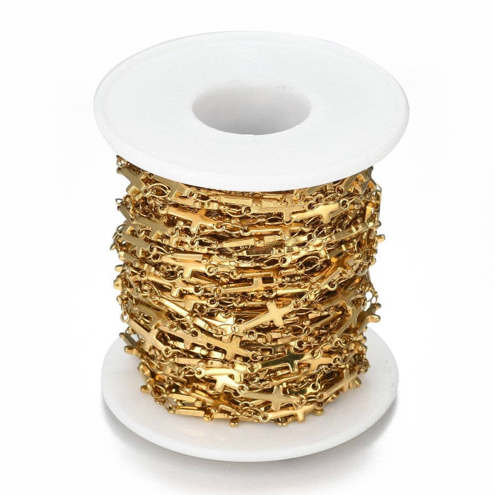 Love, Paige Designs - Wholesale Link & Chain Necklace - Gold Cross Link Chain By the Foot - PVD Stainless Steel2