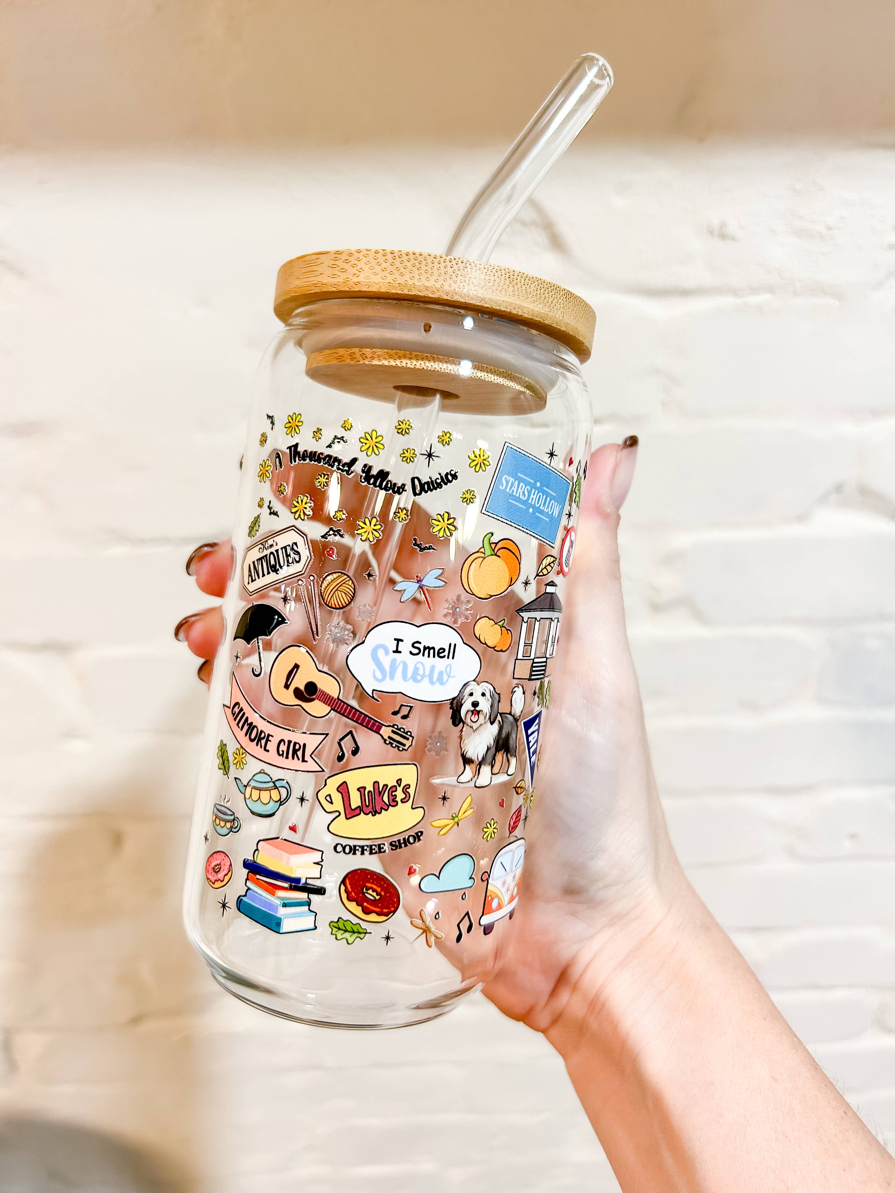 LovealwaysDesignsUS - Wholesale Drinking Glass/Cup - Gil girls iced coffee glass; mug; tumbler