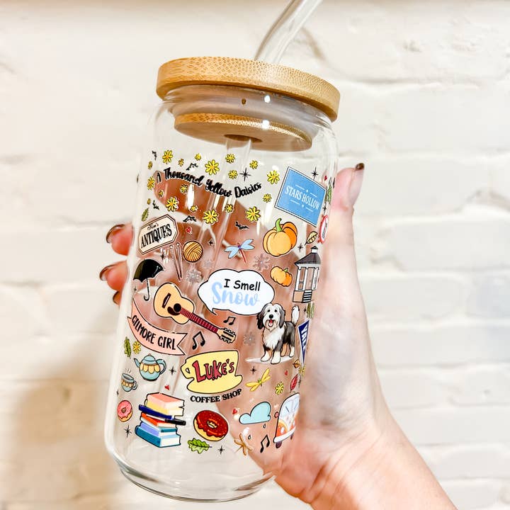 LovealwaysDesignsUS - Wholesale Drinking Glass/Cup - Gil girls iced coffee glass; mug; tumbler 0