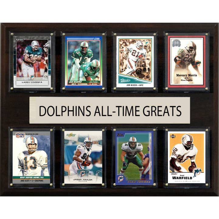 C And I Collectables - Wholesale Plaque - All Time Greats Plaque Miami Dolphins 12" x 15" 8 Cards Dan Marino Csonka +