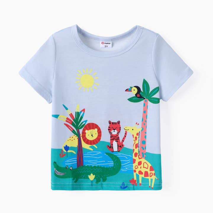 Småbarnsdreng T-shirt med girafprint og korte ærmer for engroshandel hos PatPat