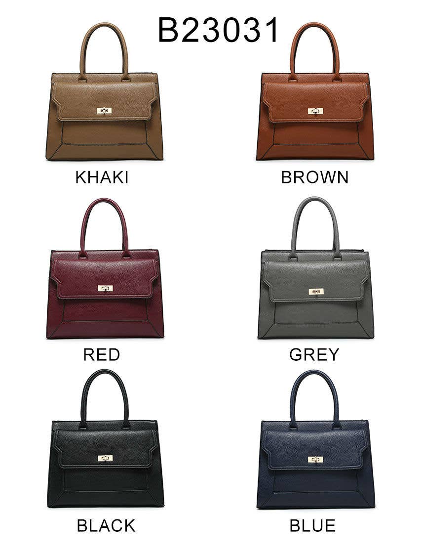 Papaya Fashion Ltd - Wholesale Tote Bag - Women's - B23031-Twist Lock Pocket Top Zipped Tote Handbag12