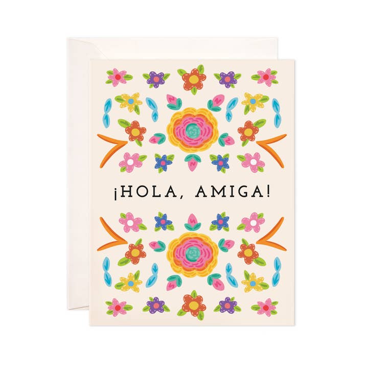 Bloomwolf Studio – postal de amizade por atacado – Cartão de saudação Hola Amiga - Cartão de Amor Espanhol